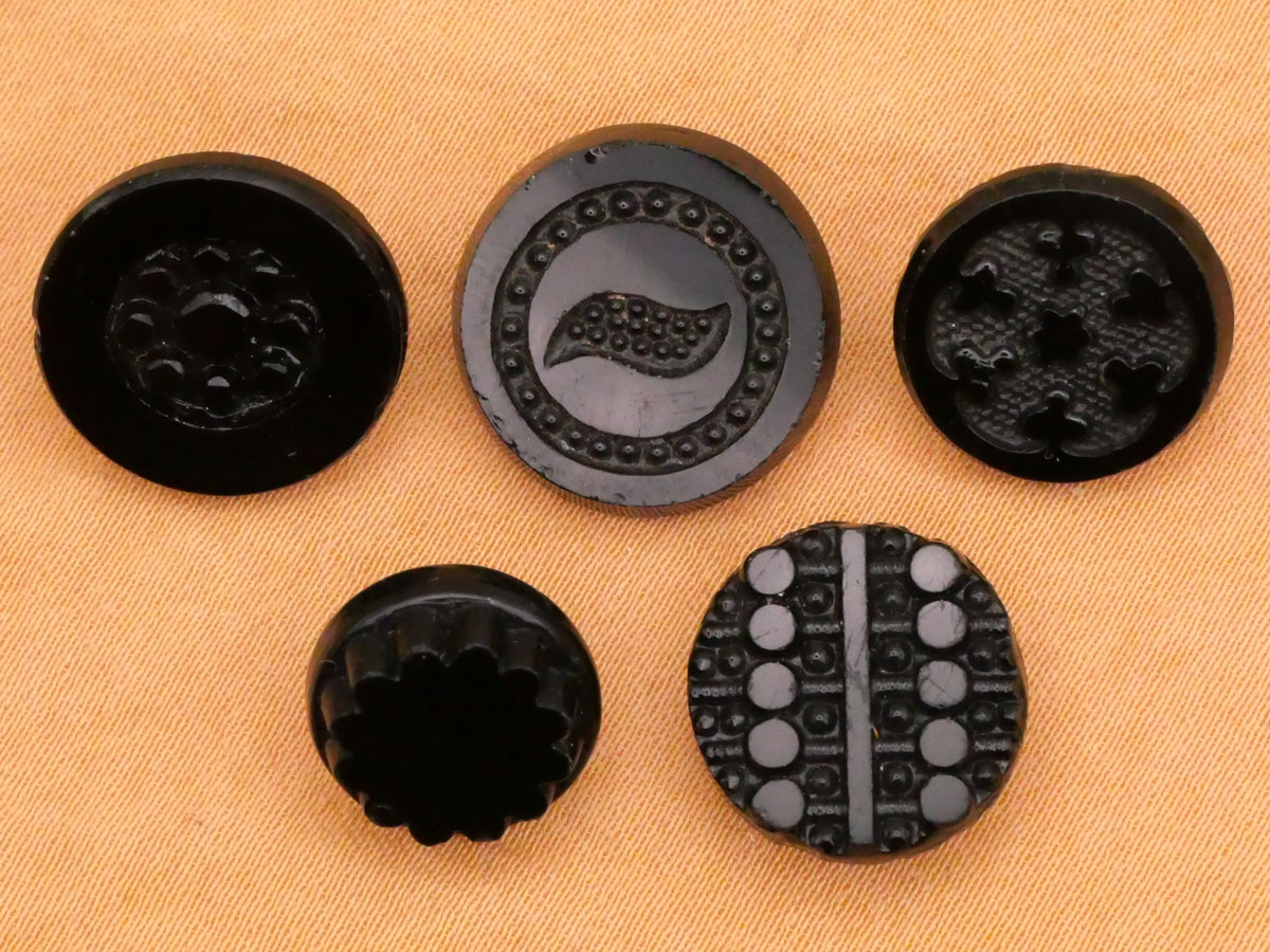 Mirror Finish Antique Black Glass Button Various 12-16mm