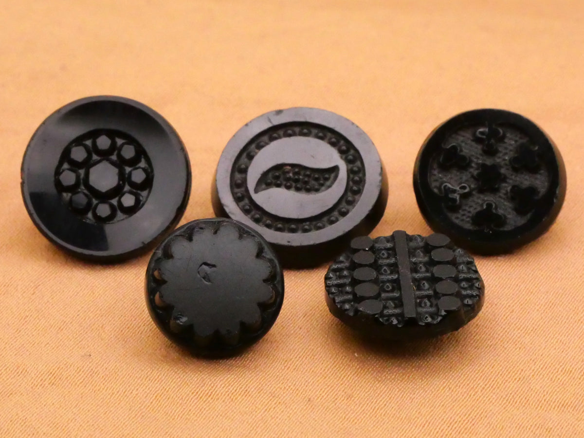 Mirror Finish Antique Black Glass Button Various 12-16mm