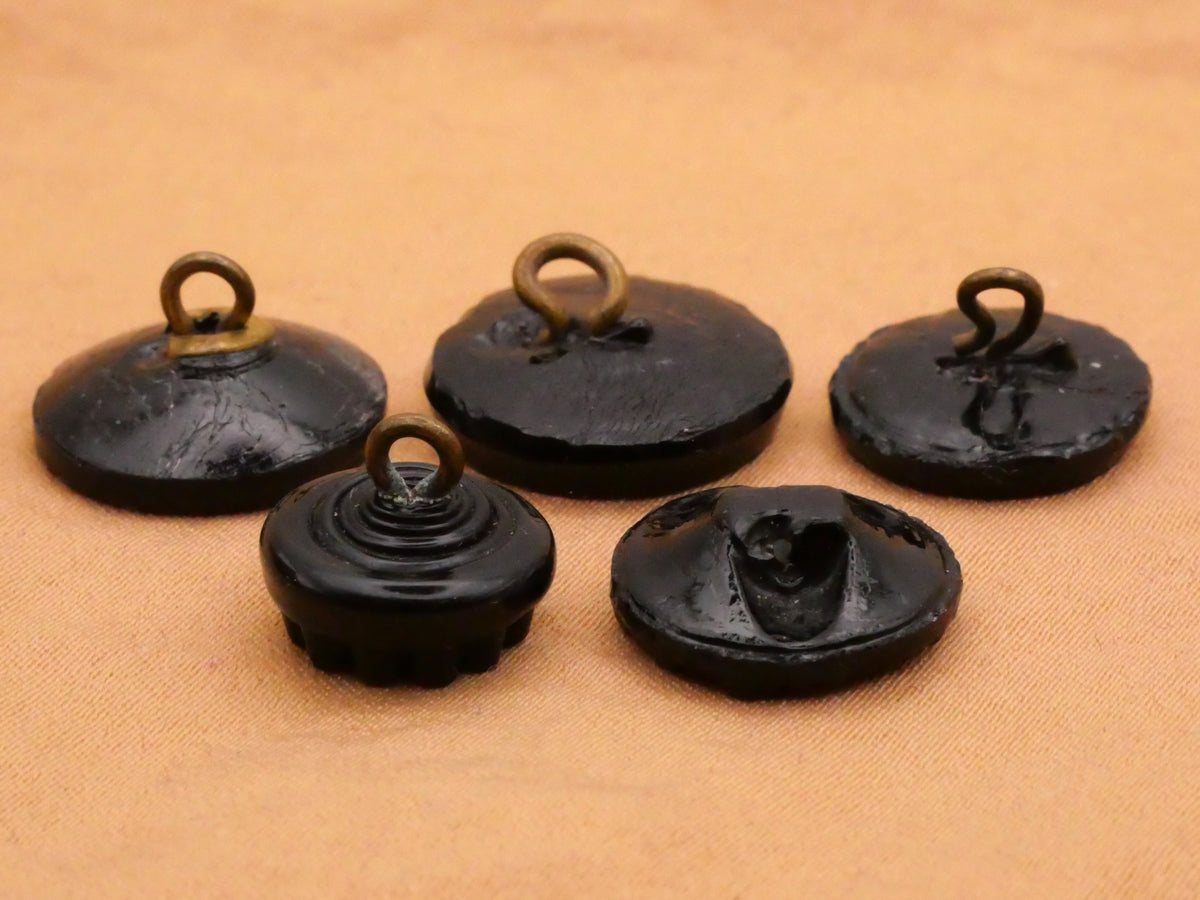 Mirror Finish Antique Black Glass Button Various 12-16mm