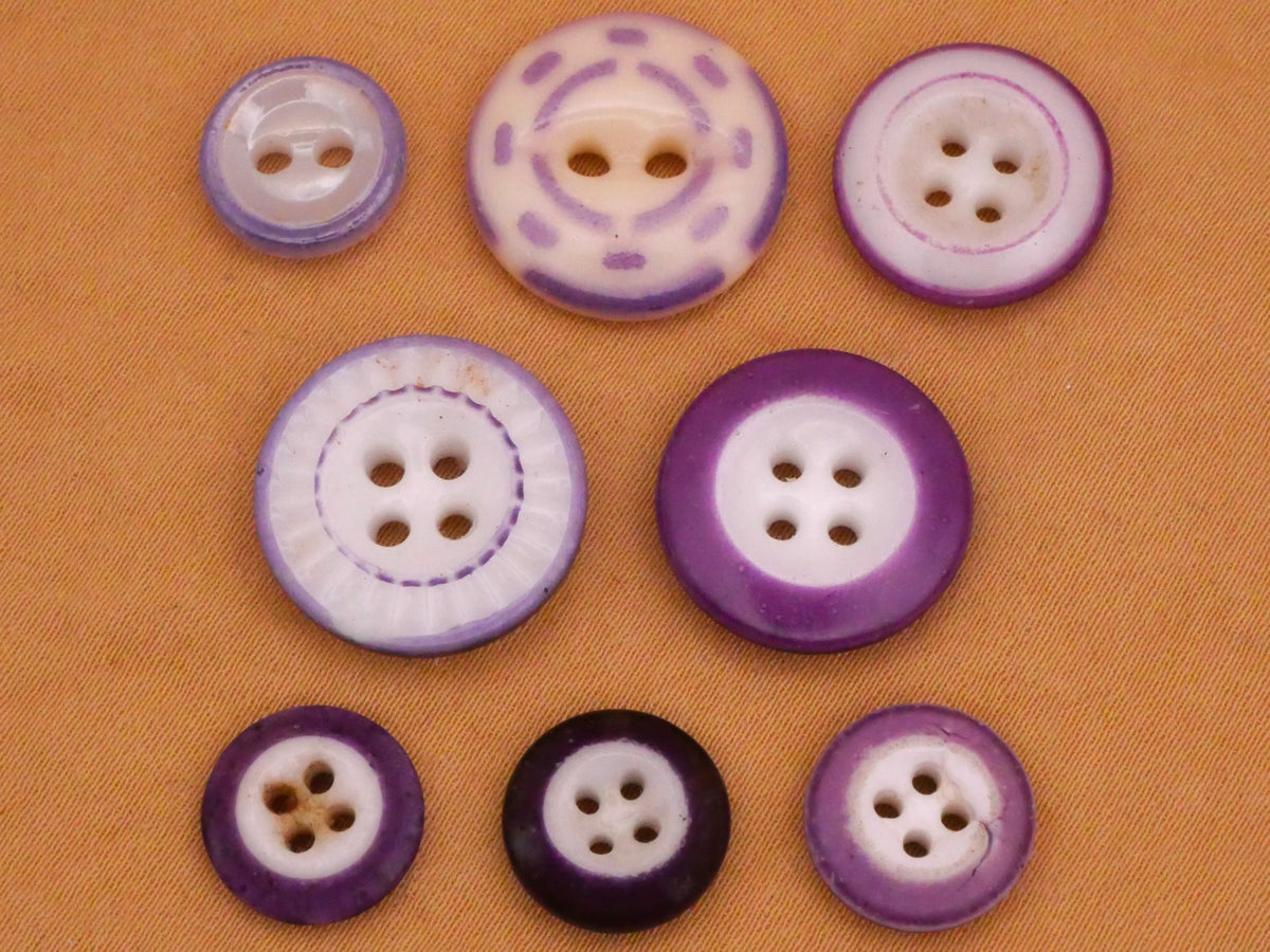 Purple Antique China Button Various 11-16mm