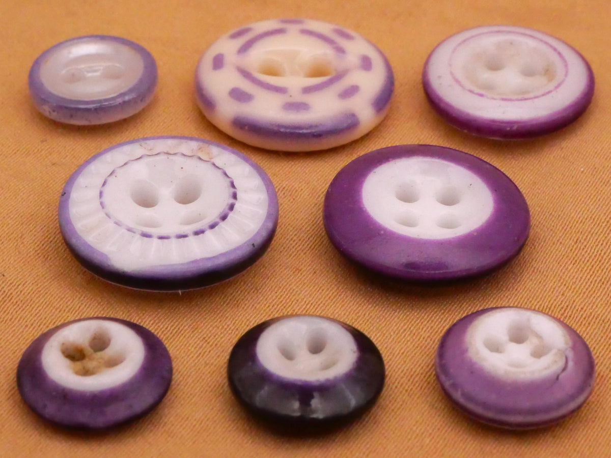 Purple Antique China Button Various 11-16mm