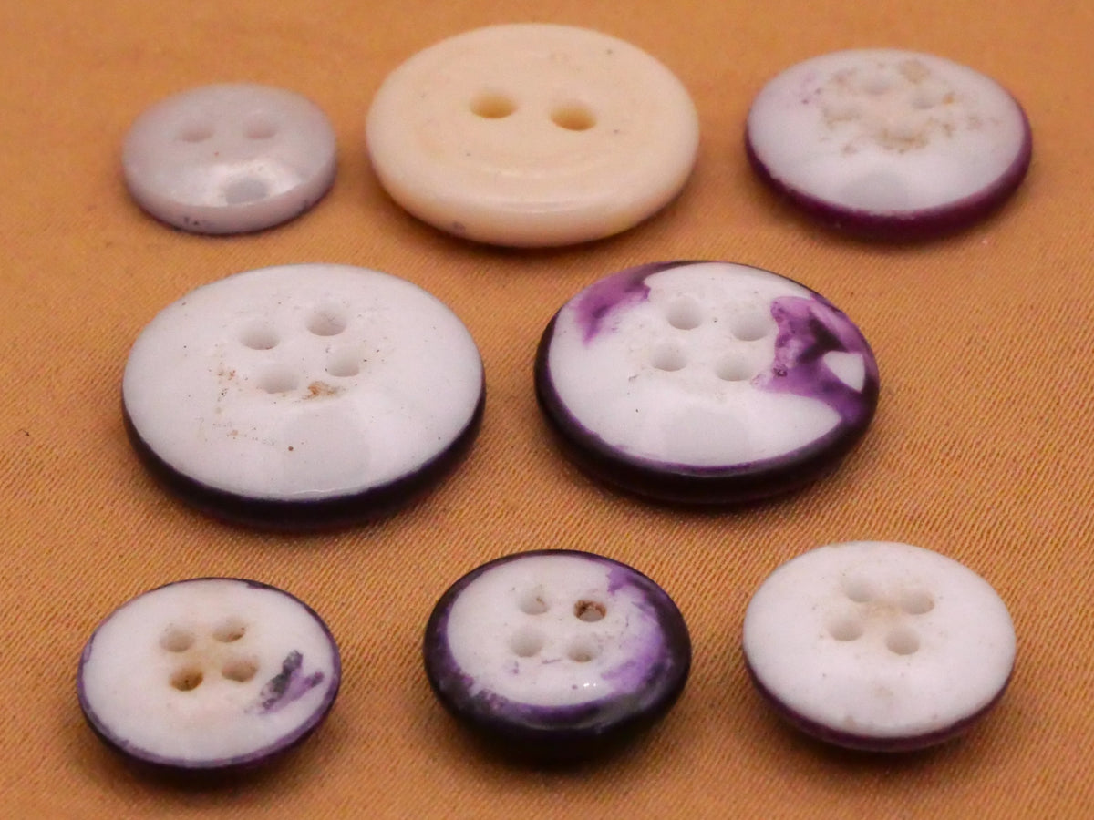 Purple Antique China Button Various 11-16mm