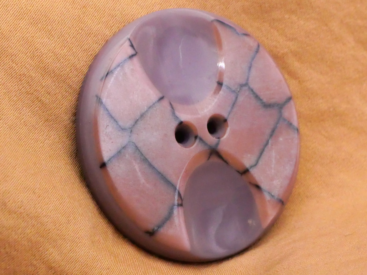 Crackle Design Purple Celluloid Early Plastic Large Button 37mm