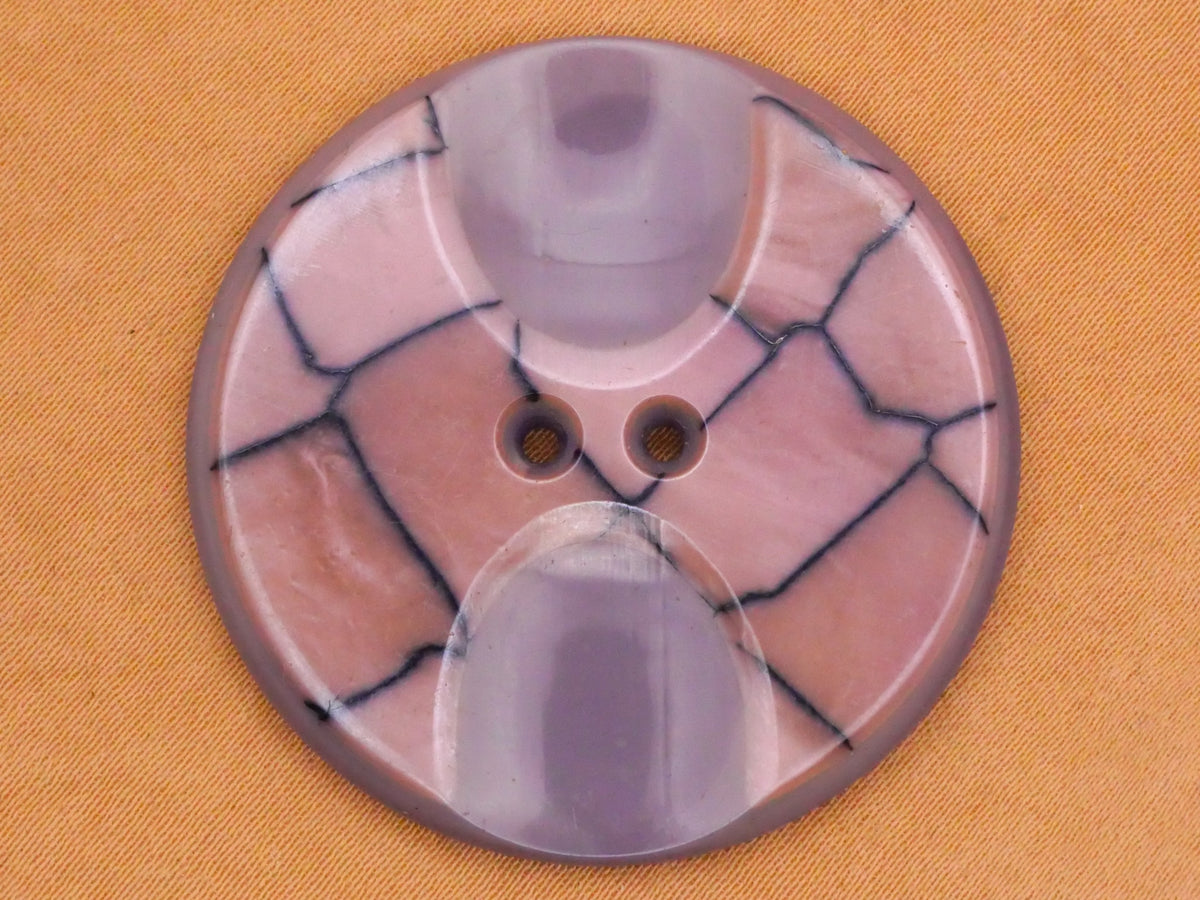 Crackle Design Purple Celluloid Early Plastic Large Button 37mm