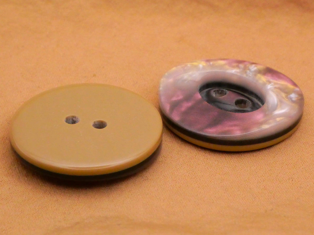 Purple Marbled Pearlized Plastic Pair of Buttons 25mm