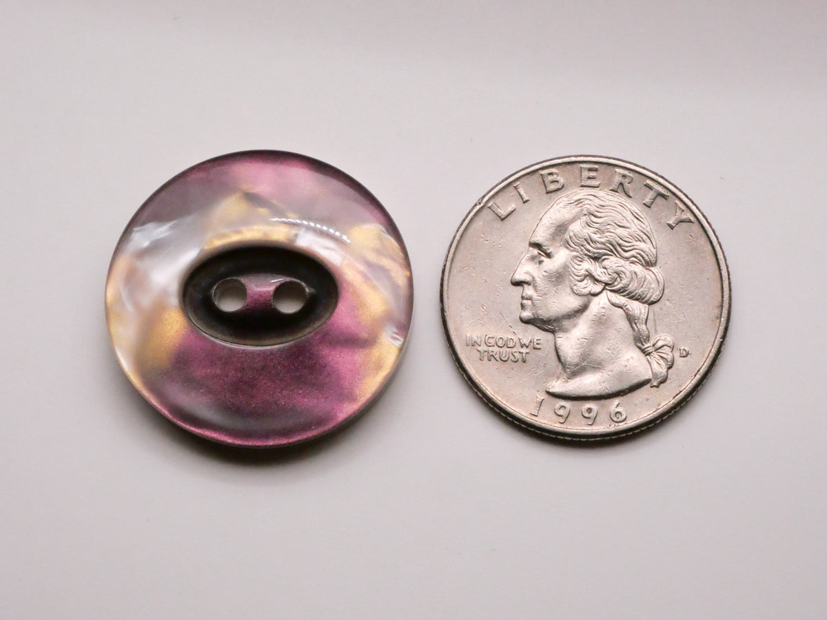 Purple Marbled Pearlized Plastic Pair of Buttons 25mm