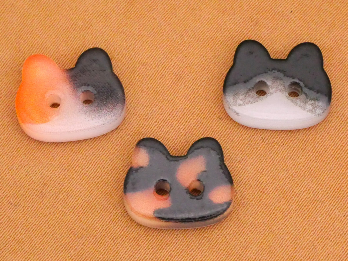 Cat Fur Markings Patterns Plastic Set of Three Buttons 10x13mm