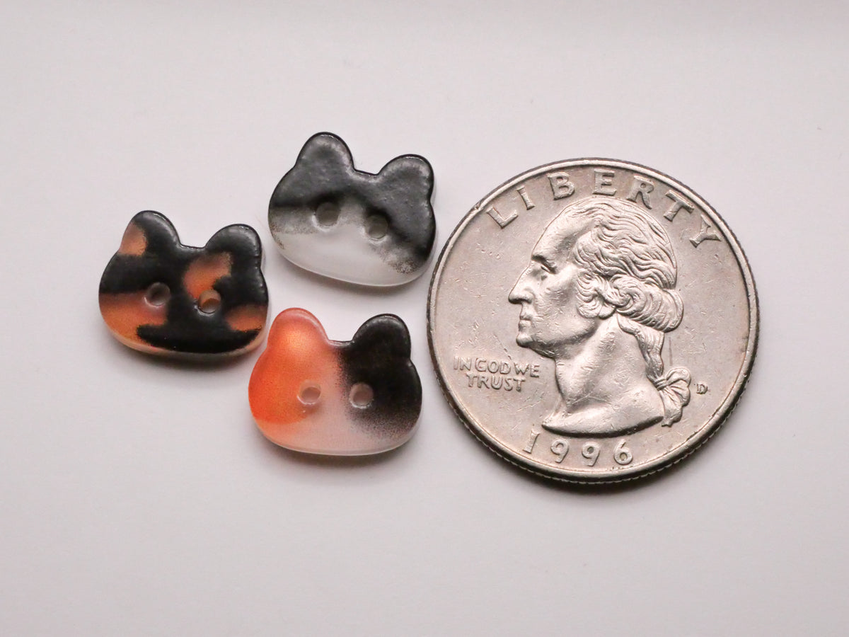 Cat Fur Markings Patterns Plastic Set of Three Buttons 10x13mm