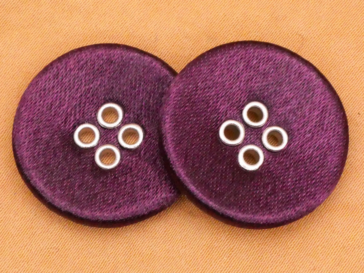 Shimmer Fabric Purple Sew-Thru Pair of Buttons 22mm