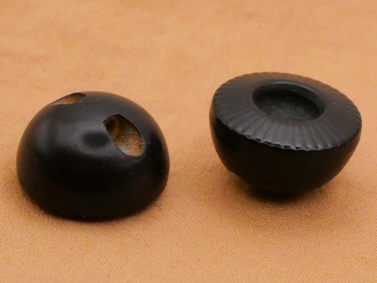 Inkwell Look Black Vegetable Ivory Tagua Nut Pair of Buttons 16mm