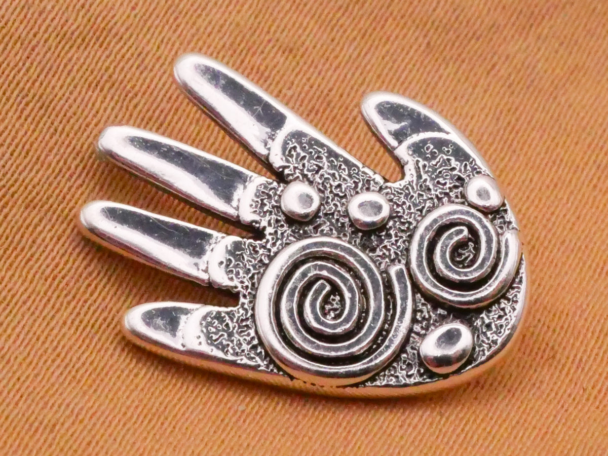 Hand Swirls Pattern Silver Colored Metal Button 15x19mm
