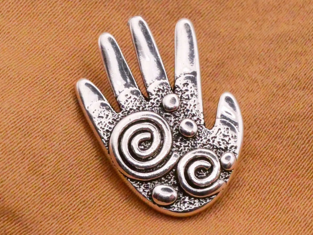 Hand Swirls Pattern Silver Colored Metal Button 15x19mm