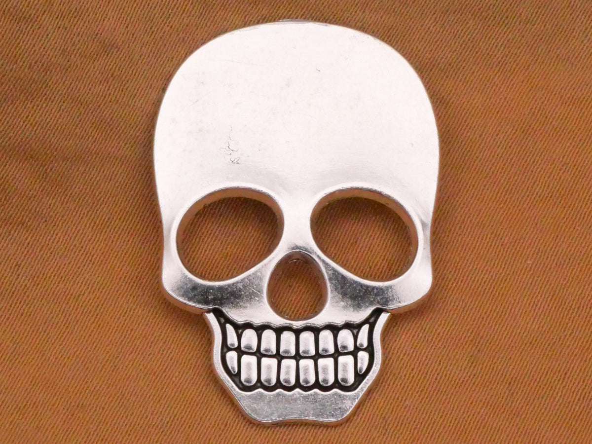 Skull Skeleton Face Silver Colored Metal Button 22x31mm