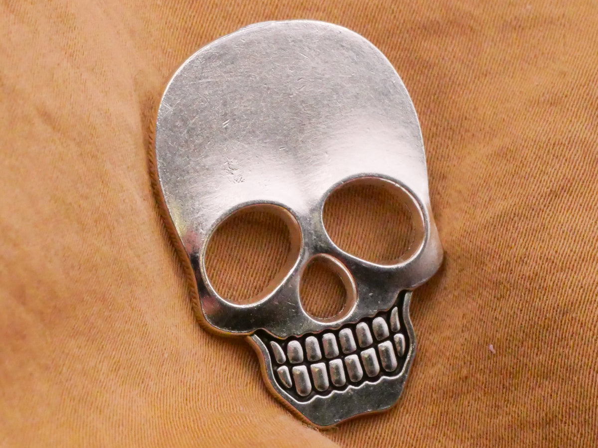 Skull Skeleton Face Silver Colored Metal Button 22x31mm