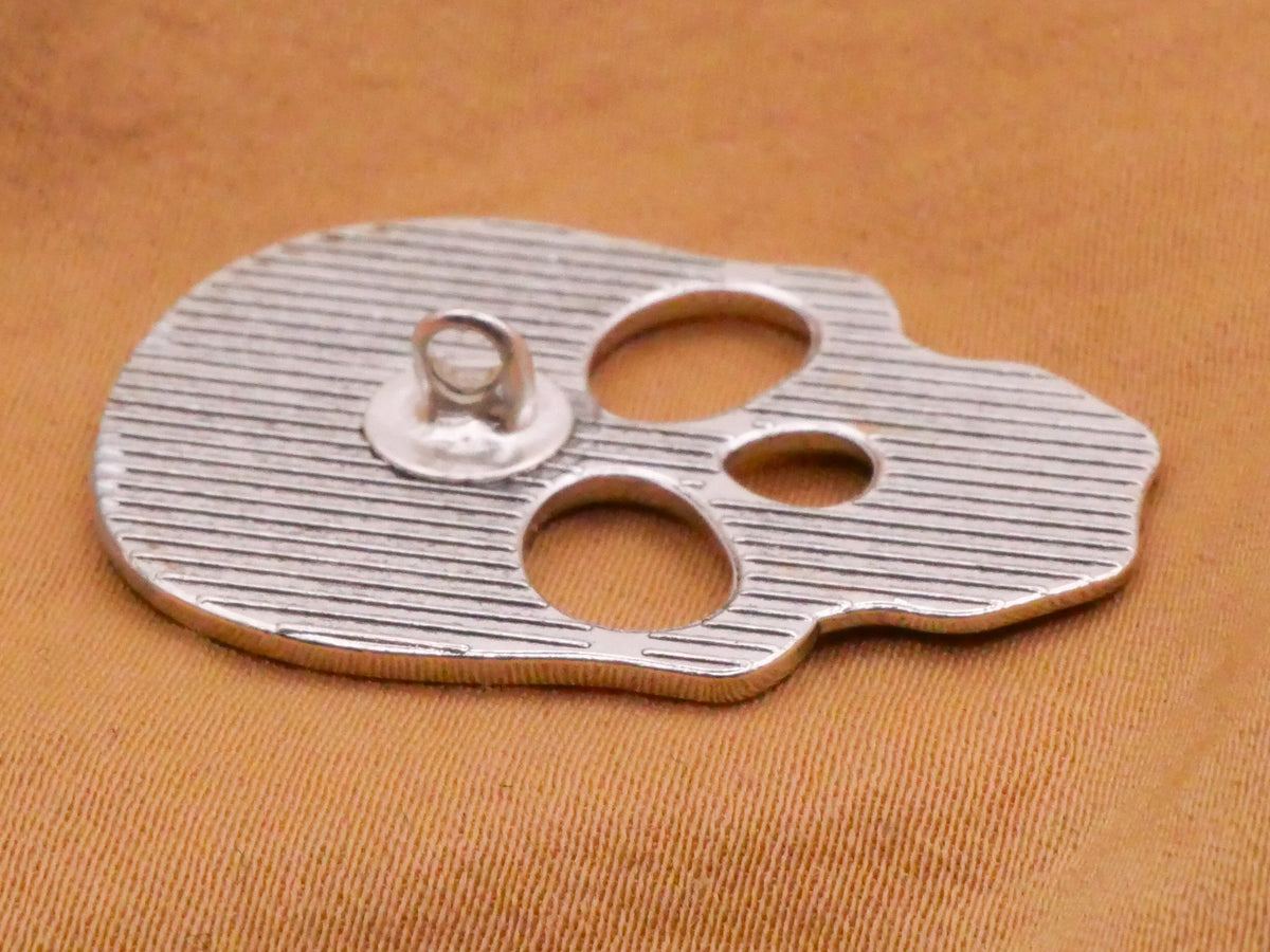 Skull Skeleton Face Silver Colored Metal Button 22x31mm