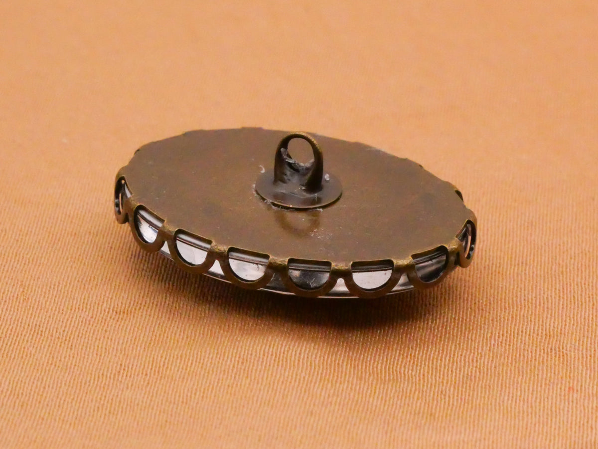 Hand X-Ray Oval Glass Bronze Lace Metal Button 19x26mm