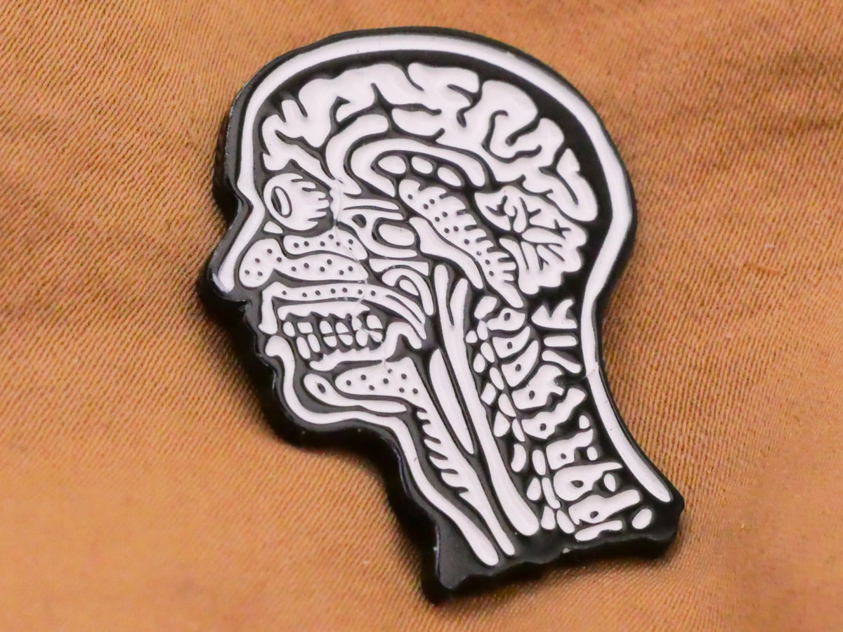 Human Head Anatomy Section View Enamel Metal Button 23x30mm