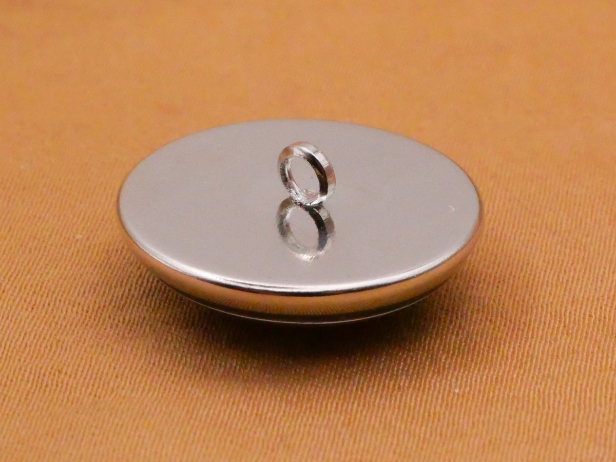 Blue Eye Lace Design Glass Silver Metal Button 20mm