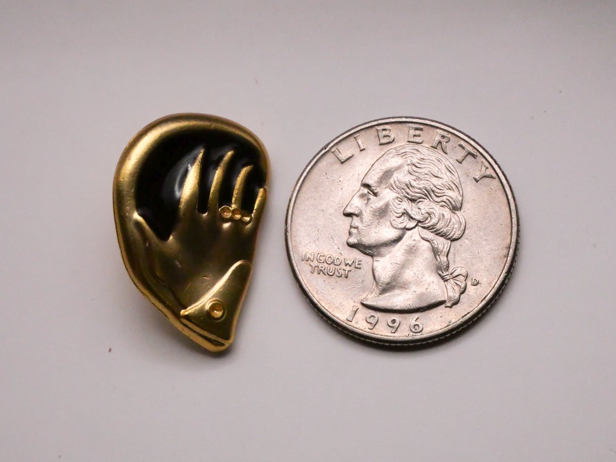 Hand Ring Shirt Cuff Enamel Gold Colored Metal Button 17x24mm