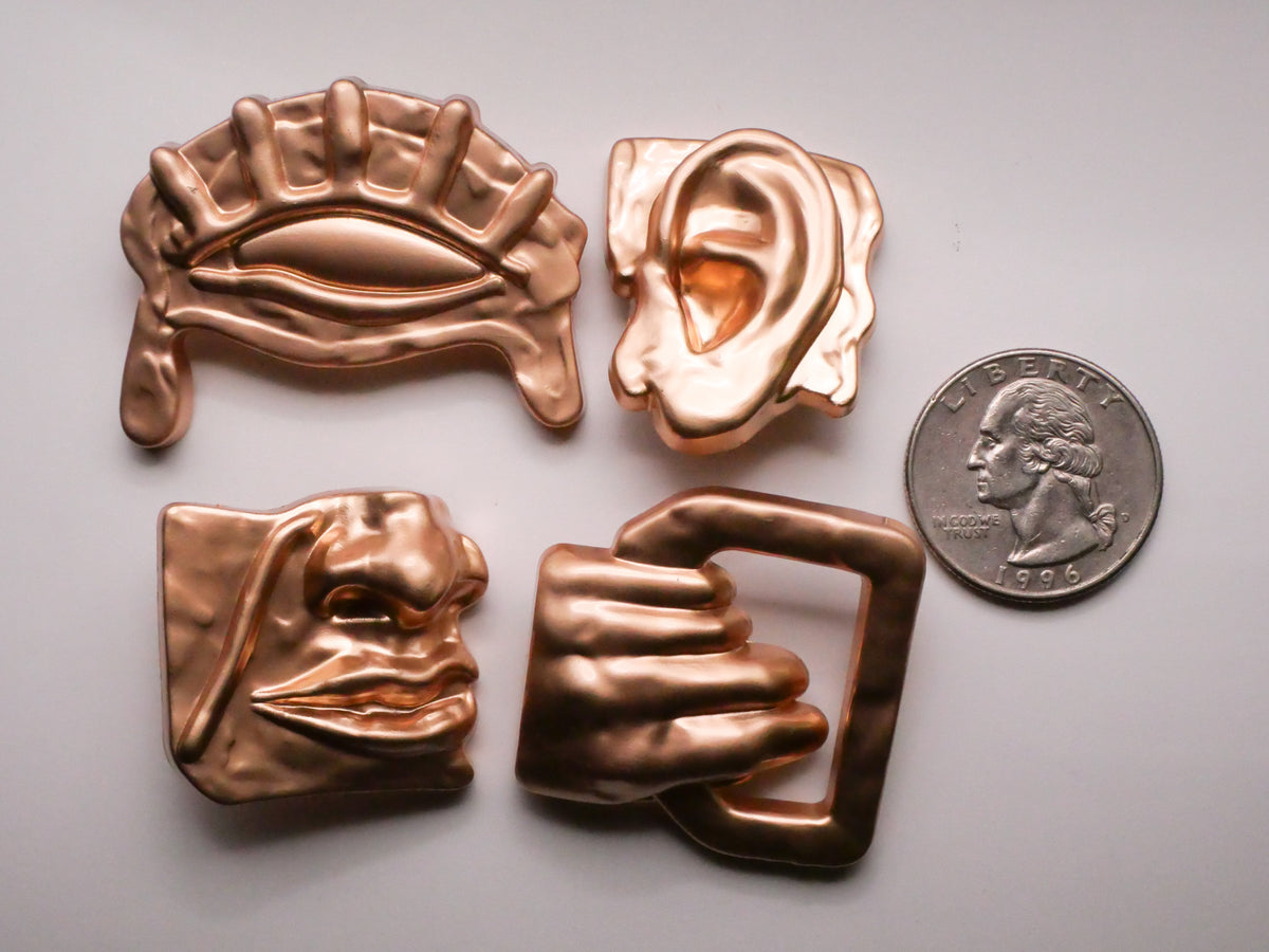 Body Parts Eye Ear Nose Mouth Hand Champagne Gold Metal Button Various 27-44mm