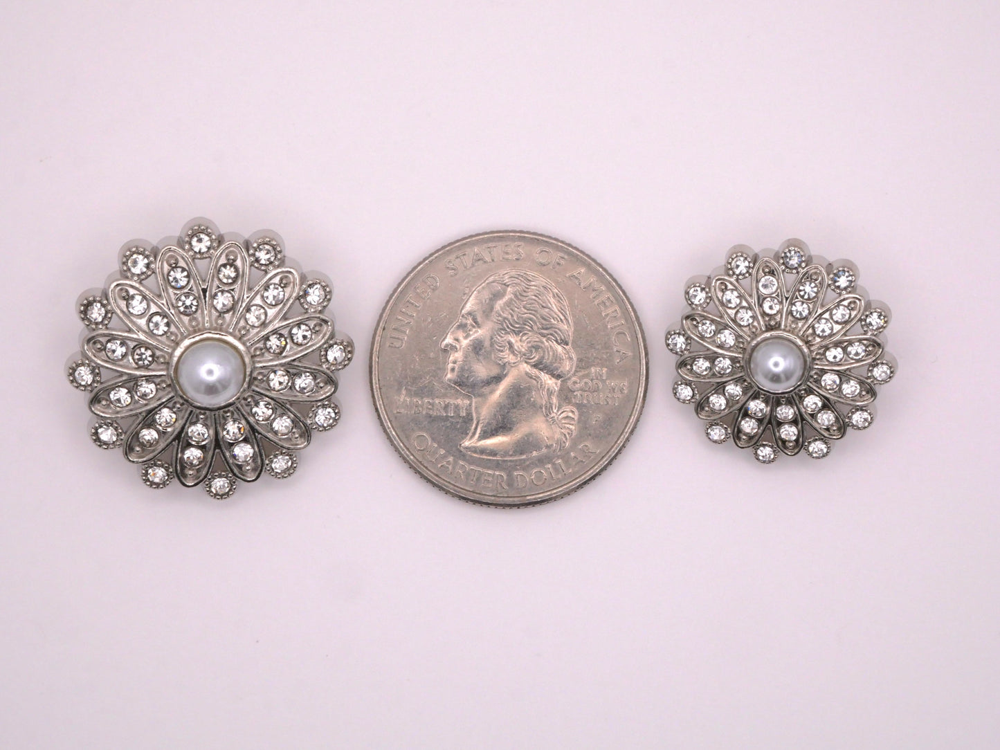 Pearl Center Rhinestone Flower Various Mother Daughter Button 19-24mm