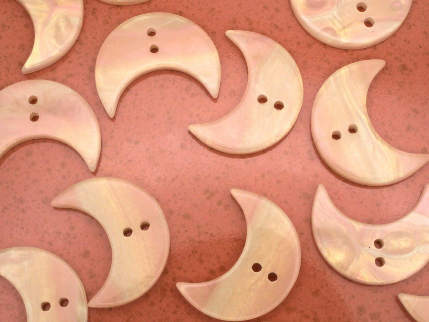 Pearlized Plastic Crescent Moon Buttons Imitation MOP 19x25mm