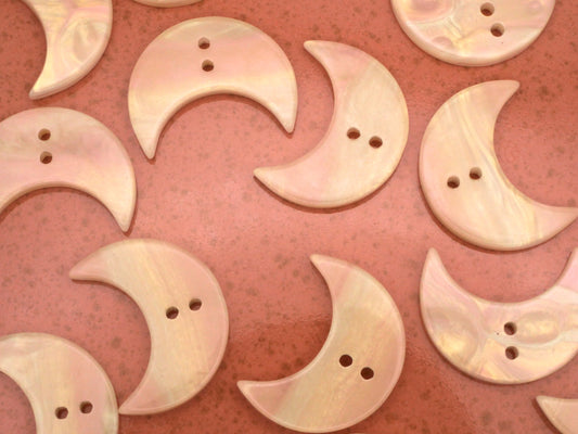 Pearlized Plastic Crescent Moon Buttons Imitation MOP 19x25mm