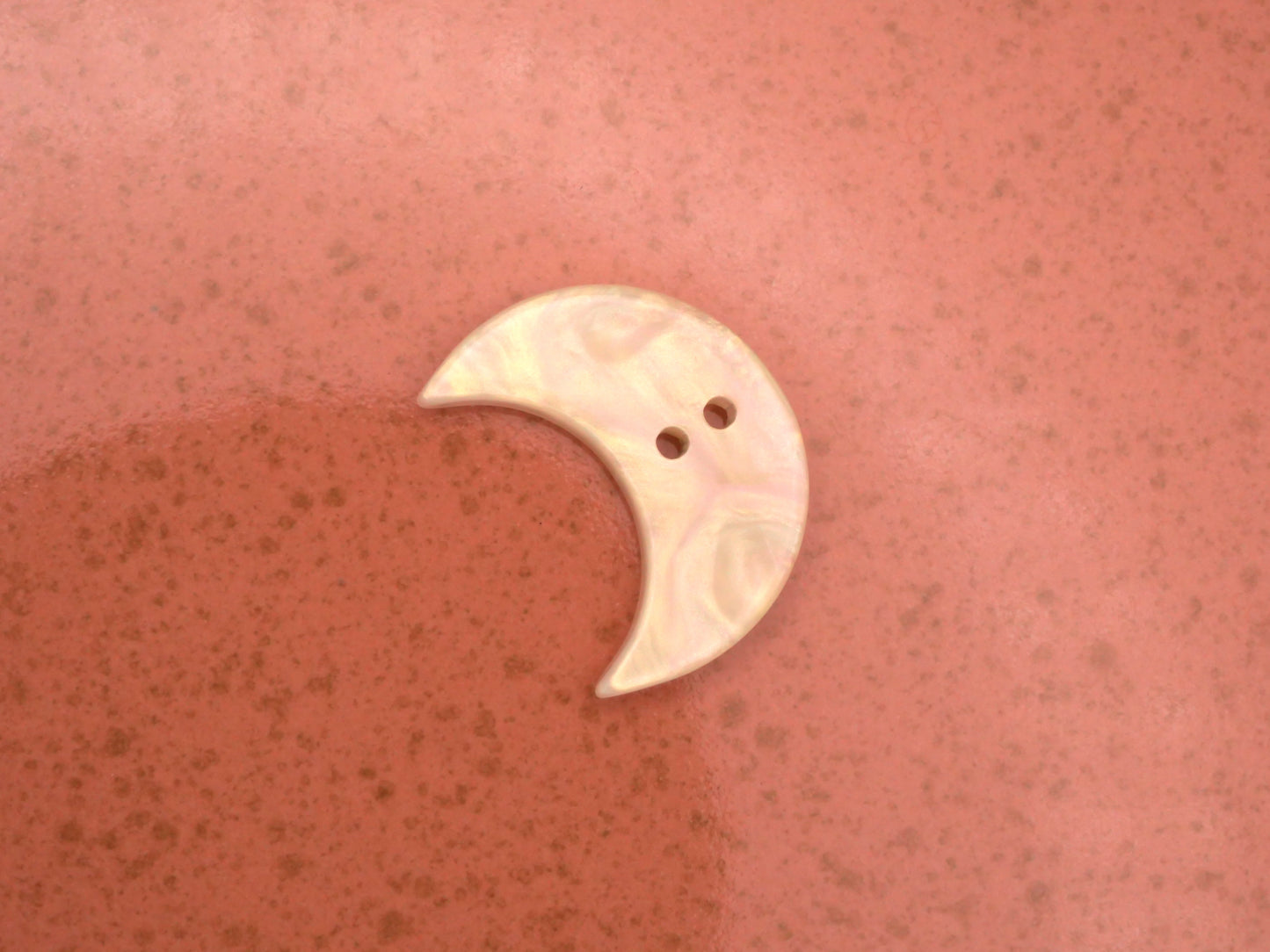 Pearlized Plastic Crescent Moon Buttons Imitation MOP 19x25mm