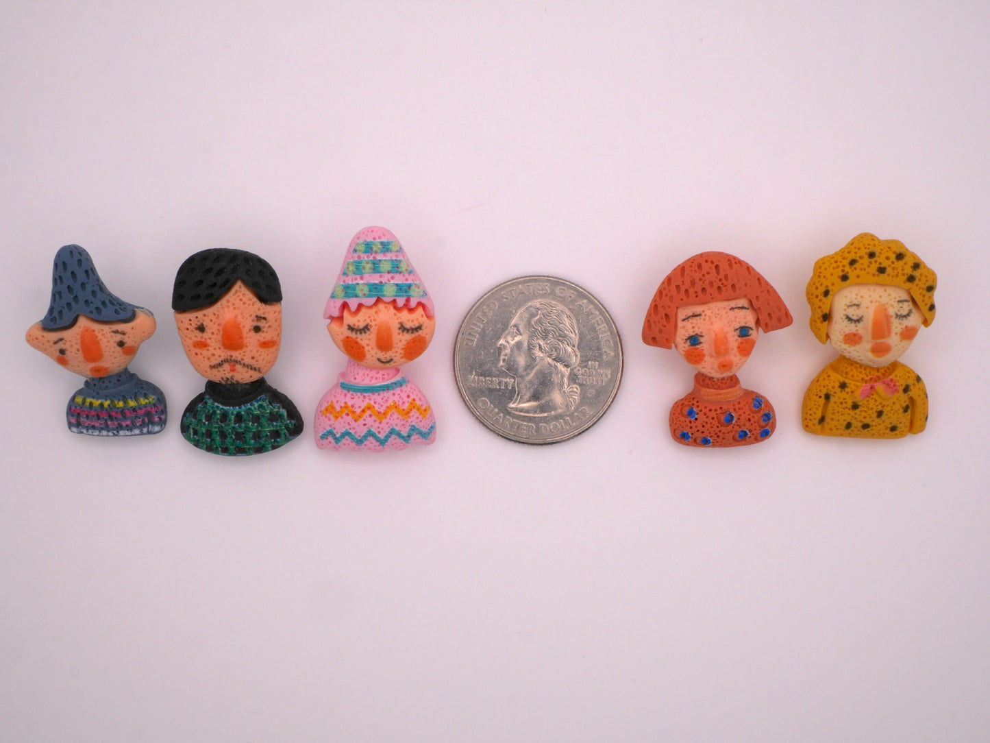 Cozy Nordic People Sweaters Hats Plastic Set of Five Buttons 17x31mm