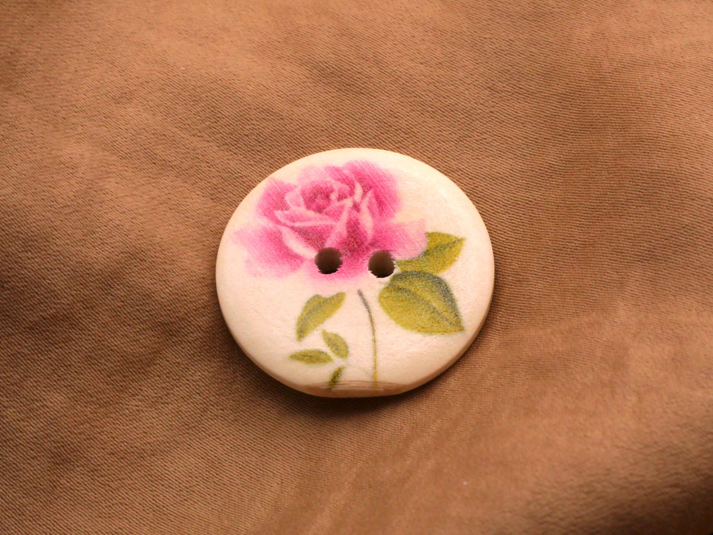 Pink Rose Wood Buttons Set of Two 25mm