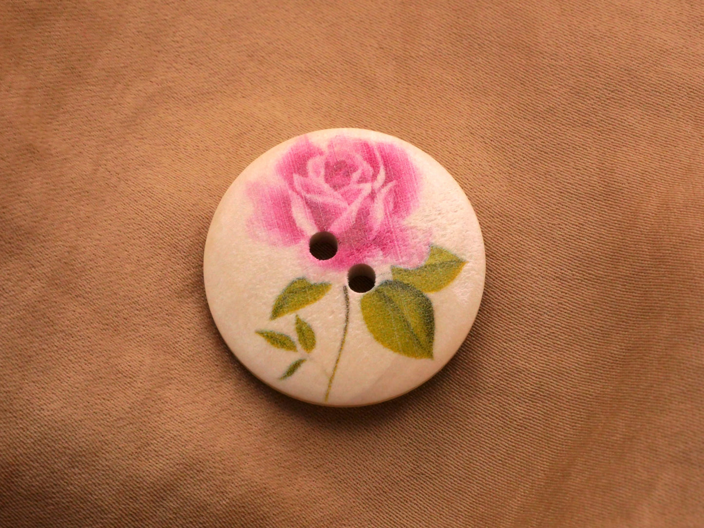 Pink Rose Wood Buttons Set of Two 25mm