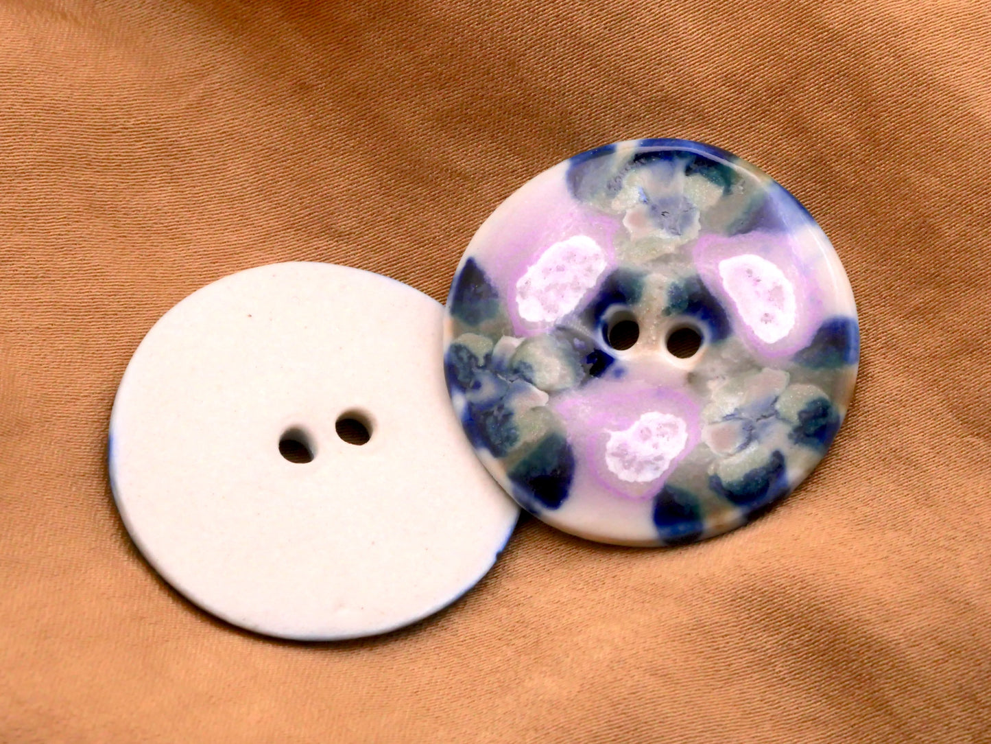 Floral Triad Hand-Painted Glazed Ceramic Sew-Thru Button 31mm