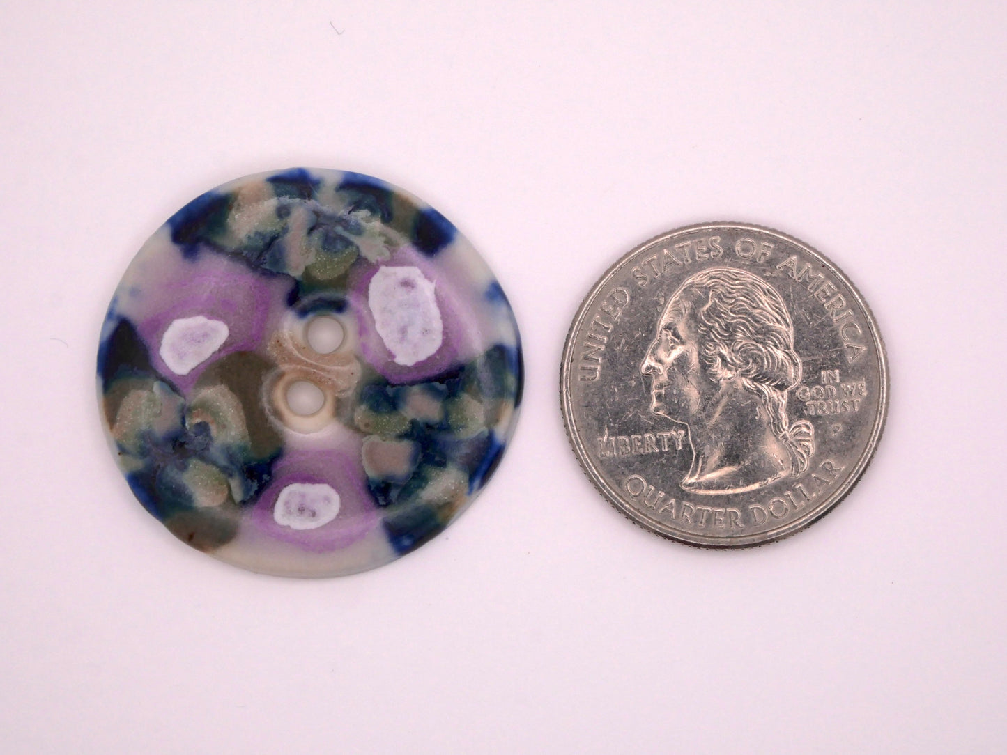 Floral Triad Hand-Painted Glazed Ceramic Sew-Thru Button 31mm