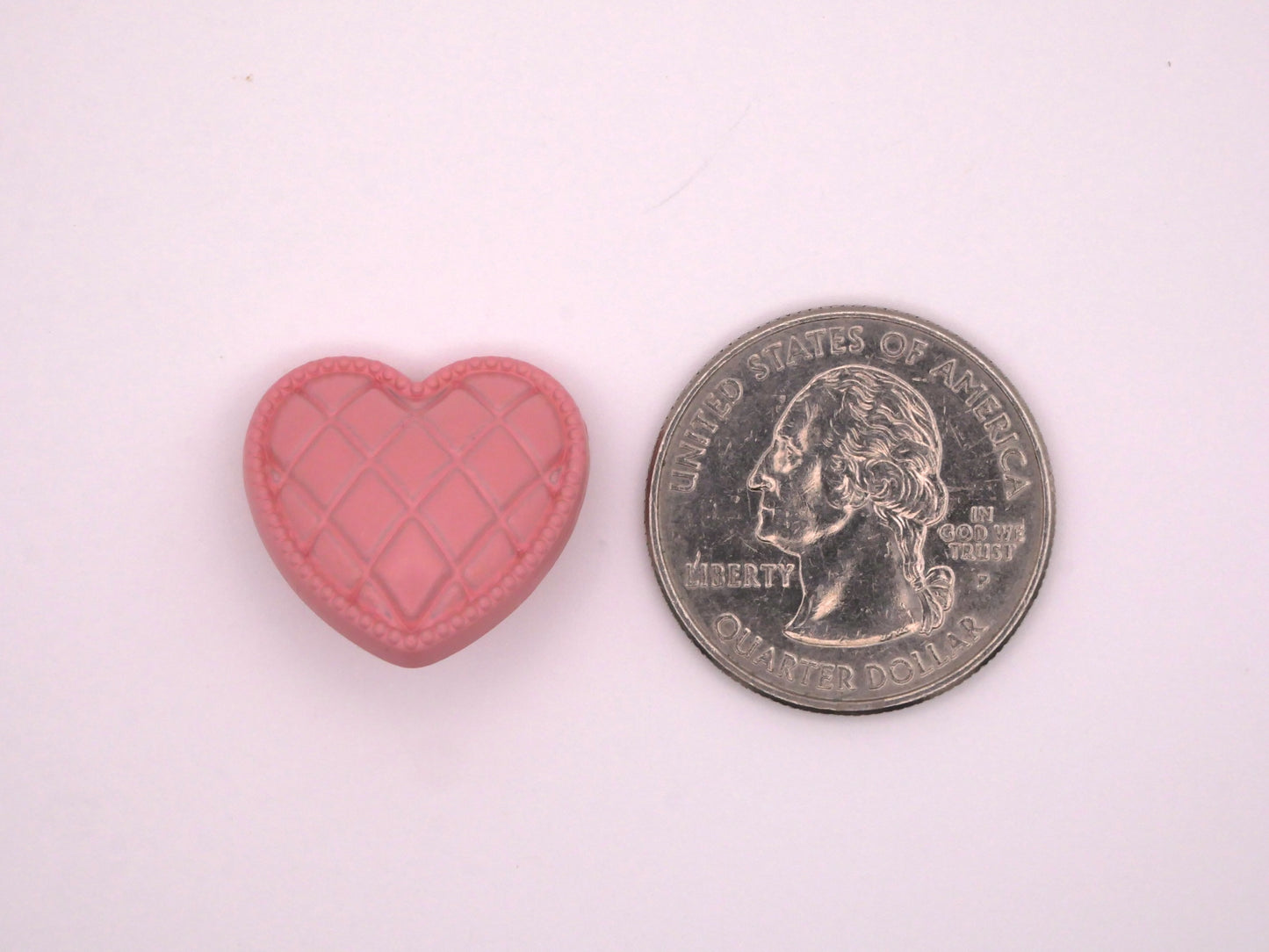 Quilted Pink Heart Plastic Button 20mm