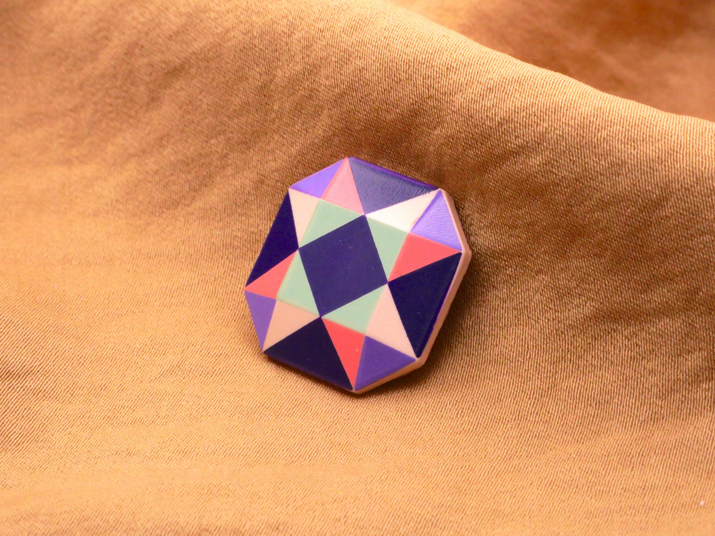 Quilt Patchwork Style Pink Purple Seafoam Plastic Button 20mm