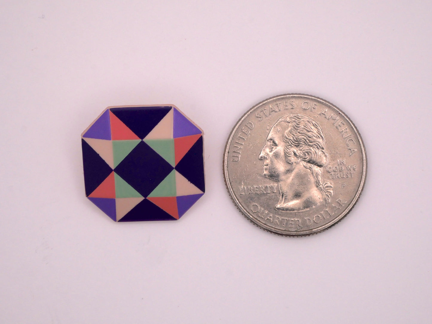 Quilt Patchwork Style Pink Purple Seafoam Plastic Button 20mm