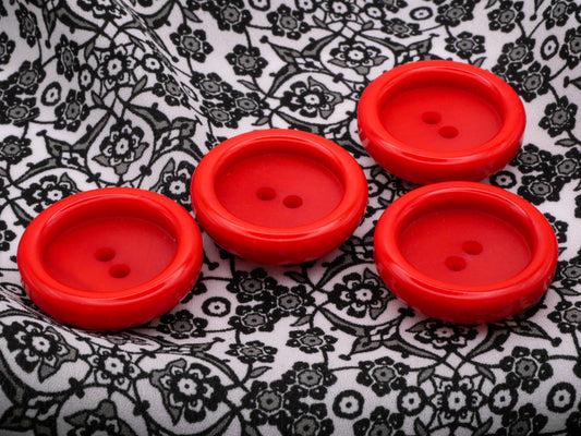 Bright Red Cup Shape Vintage Plastic Button 32mm