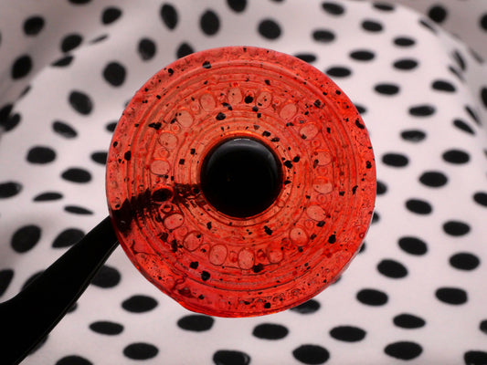 Red Speckled Lucite Translucent Early Plastic Button 38mm