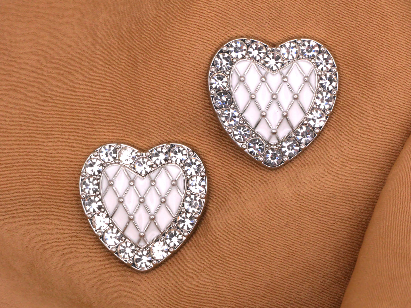 Sparkly Enamel Heart Button with Rhinestone Frame Pink Purple 23mm