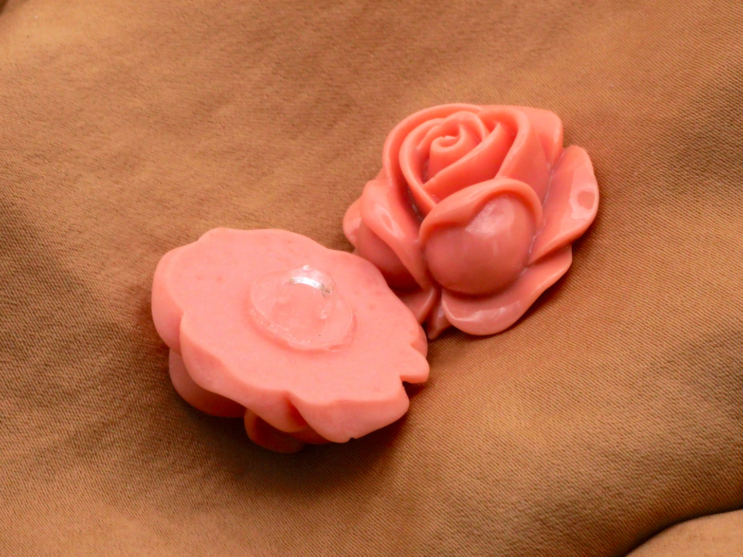 Peachy Pink Large Rose Plastic Button 27mm