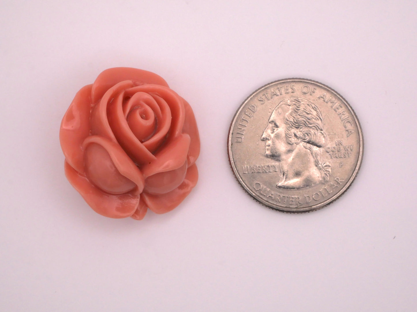 Peachy Pink Large Rose Plastic Button 27mm