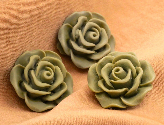 Rose Olive Green Succulent Set of Three Plastic Buttons 21mm