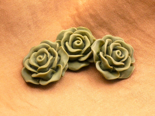 Rose Olive Green Succulent Set of Three Plastic Buttons 21mm