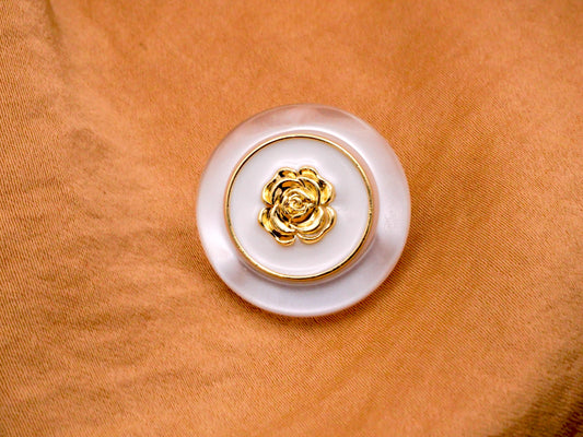 Gold Rose Pearlized Metallized Plastic Button 22mm