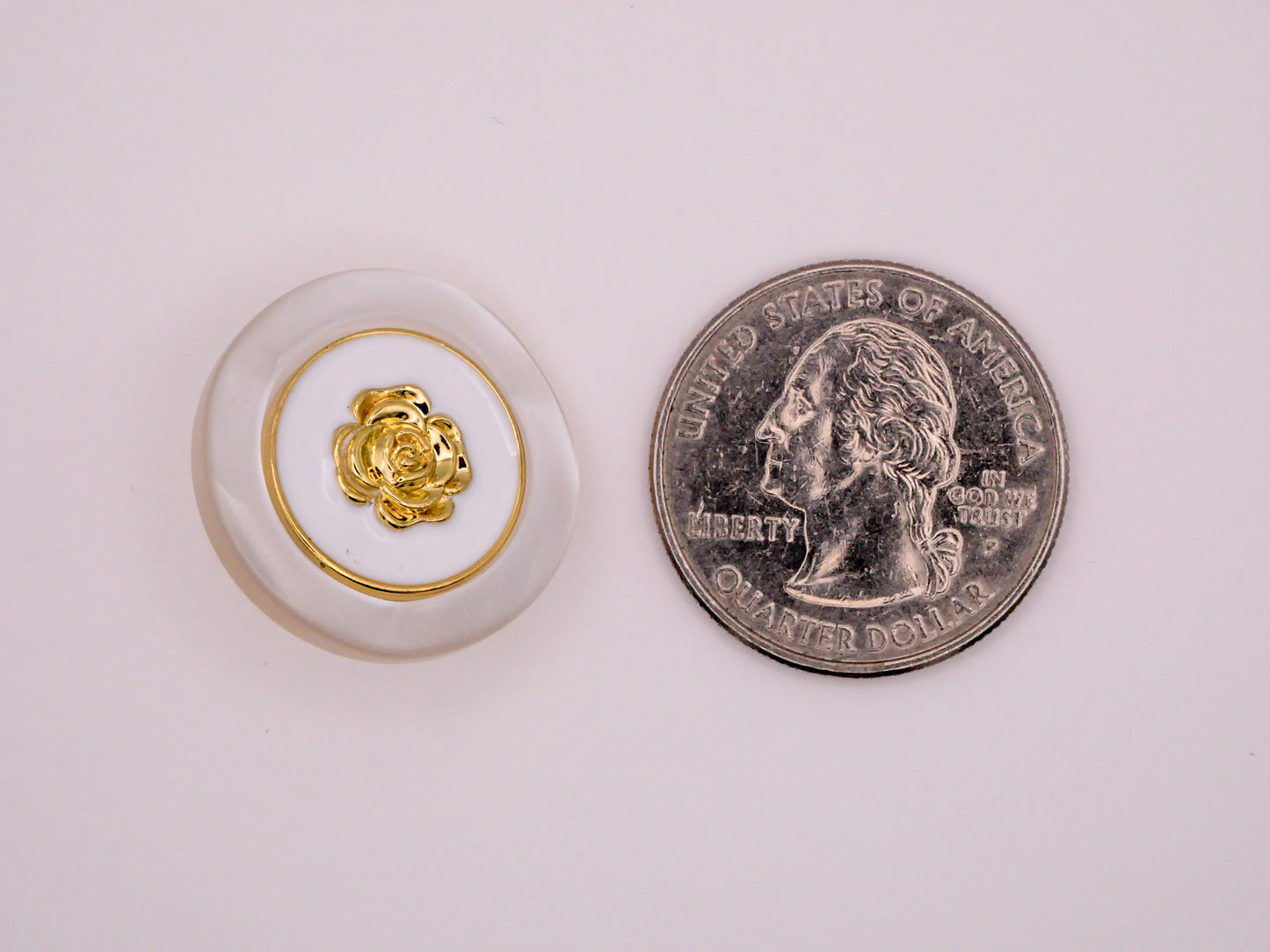 Gold Rose Pearlized Metallized Plastic Button 22mm