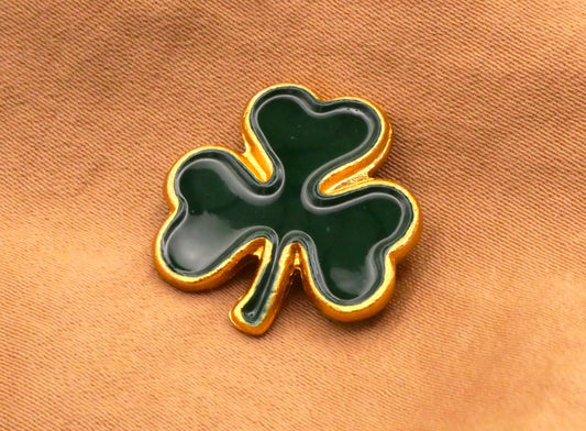 Shamrock Clover JHB Green Gold Plastic Button 19mm