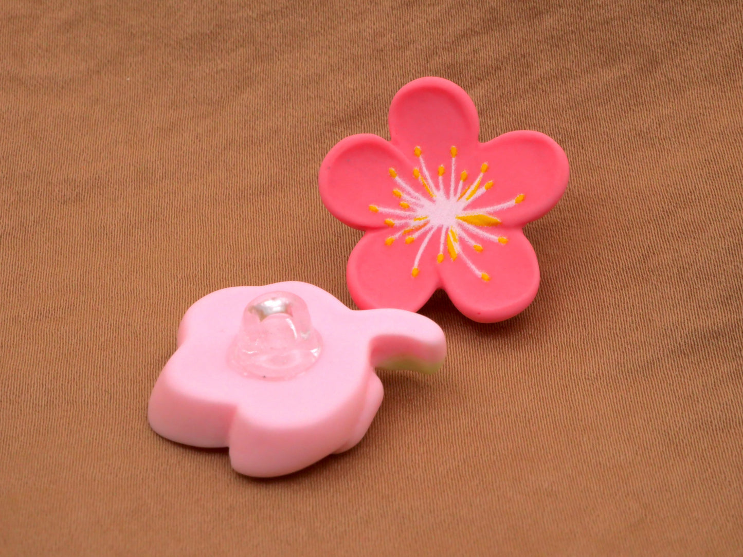 Spring Flowers Set of Five Plastic Buttons Various 16-24mm