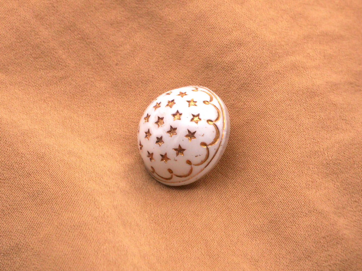 Czech Glass Gold Stars White Domed Vintage Buttons 19mm