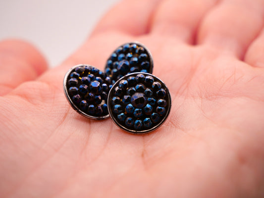 Blue Tint Victorian Steel Cut Buttons 16mm