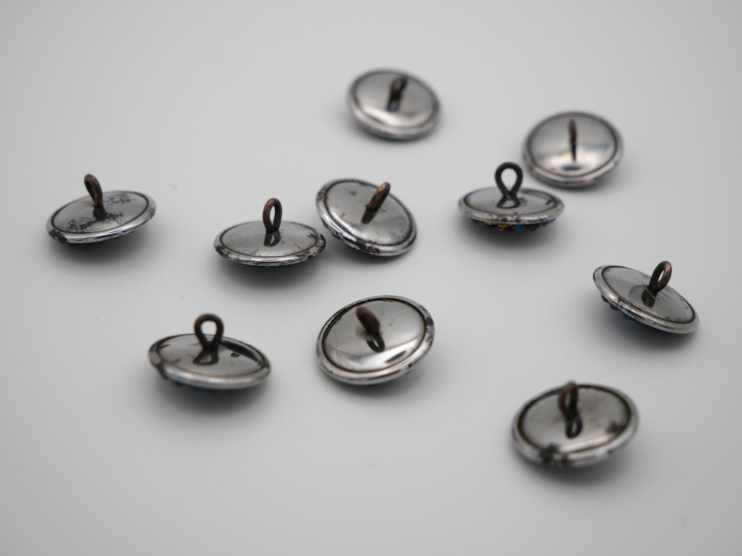 Blue Tint Victorian Steel Cut Buttons 16mm